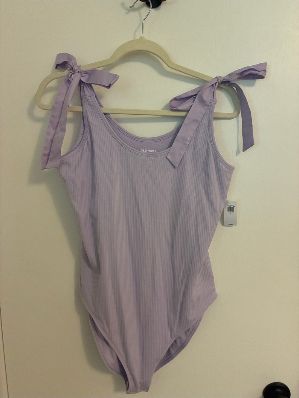 Old Navy lavender ribbed bodysuit with ties - Picture 2 of 4